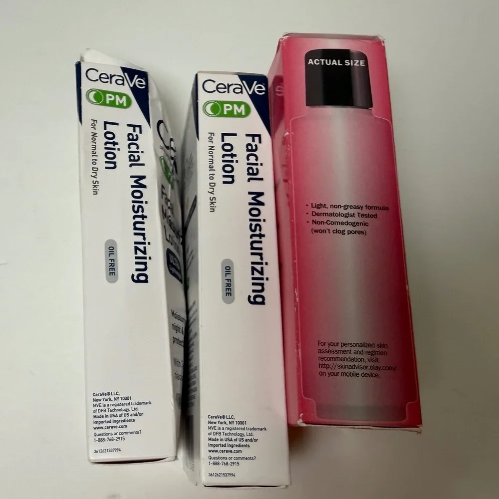 CeraVe‎ PM Olay Active Hydrating Facial Moisturizer Lotion 3-Piece Bundle New